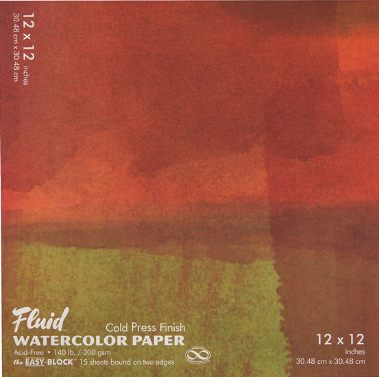 Bloc papier aquarelle - cp - 140lb - 12x12po (15f)