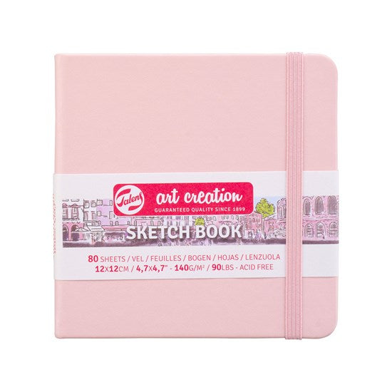 Carnet croquis art création rose pastel - 12x12cm