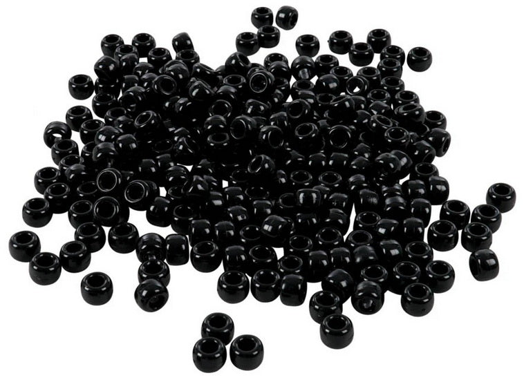 Pack of 300 Black Pony Beads 9mm