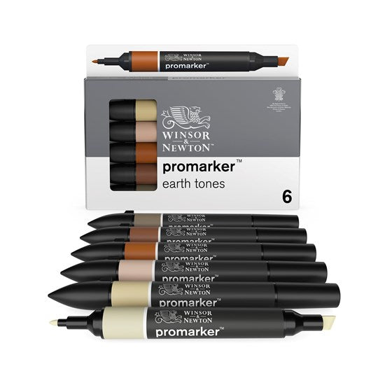 Ens. 6 marqueurs promarker double pointe tons terre
