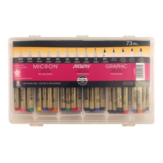 Ens. 73 feutres pigma couleurs assorties