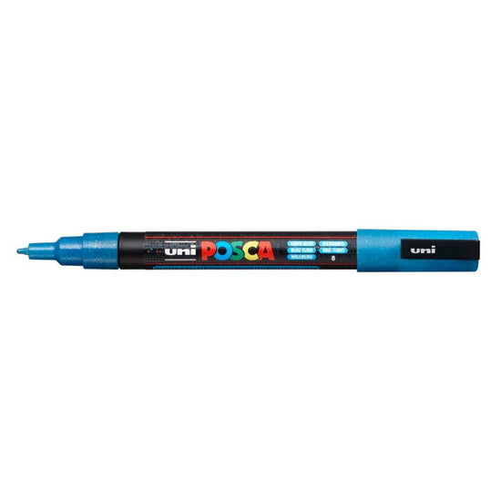 Marqueur posca conique pc-3m bleu clair pailleté
