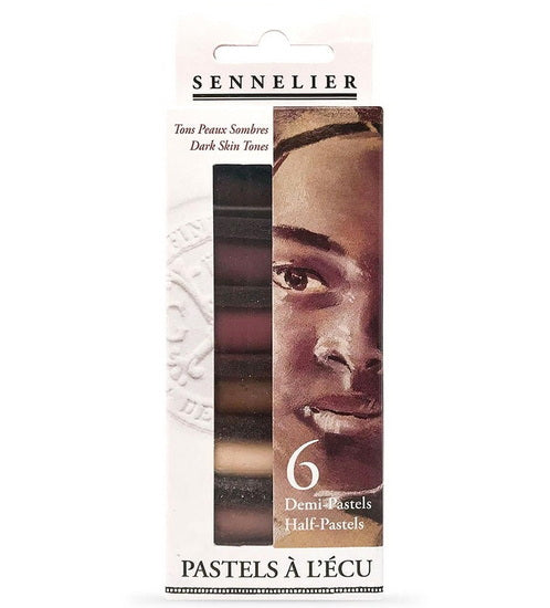Ens. demi-pastels à l'écu - portraits teintes foncées (6)