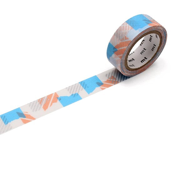 Ruban washi mt 15mmx7m tsugihagi, bleu/rose