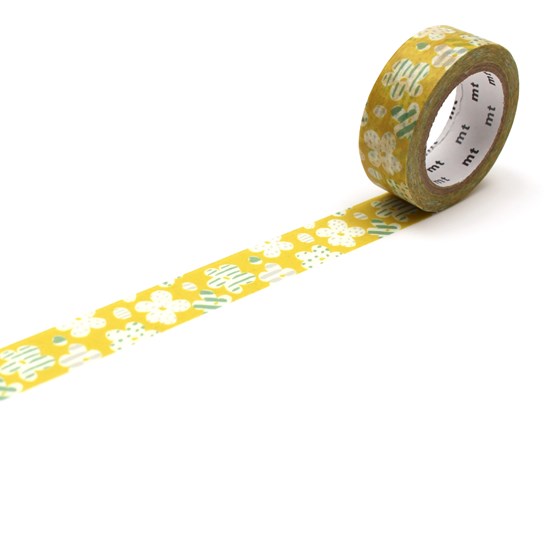 Ruban washi fleurs blanches - 15mmx7m