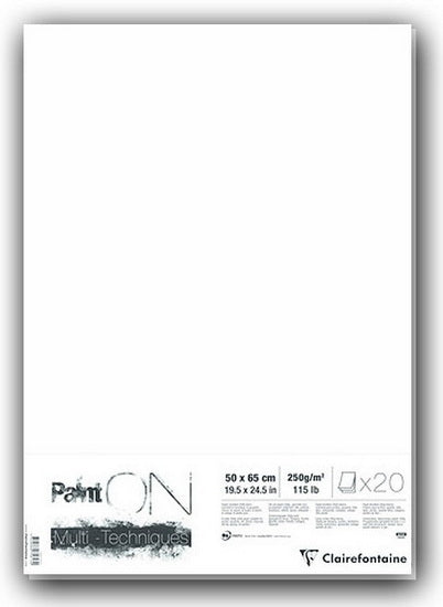 FEUILLE TECHNIQUES MIXTES PAINT'ON - 50 X 65 CM Blanc