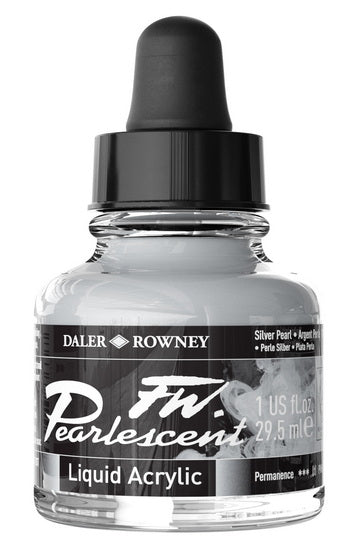 Encre acrylique - fw pearlescent- 29ml - perle d'argent