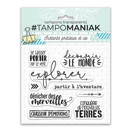 Planche de tampons transparents - explorer le monde