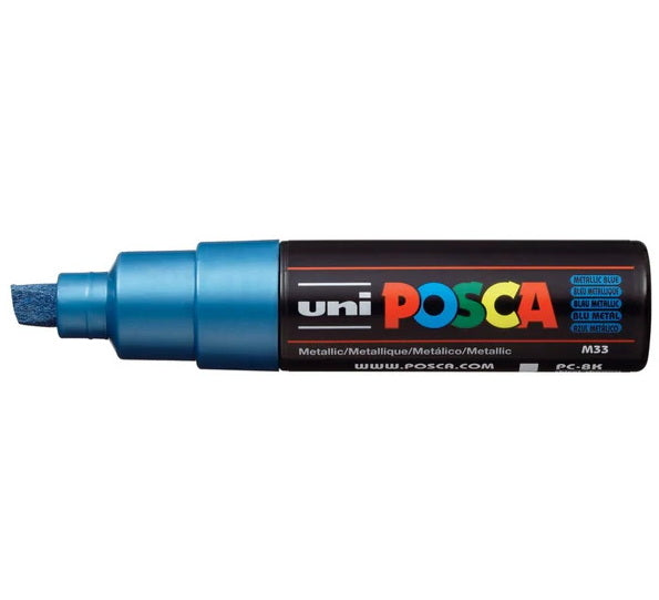 Marqueur posca biseau pc-8k bleu métallique