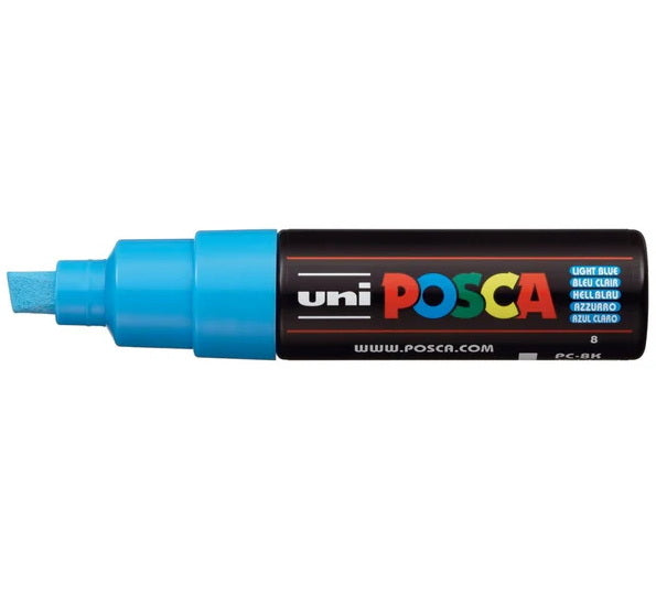 Marqueur posca biseau pc-8k bleu clair