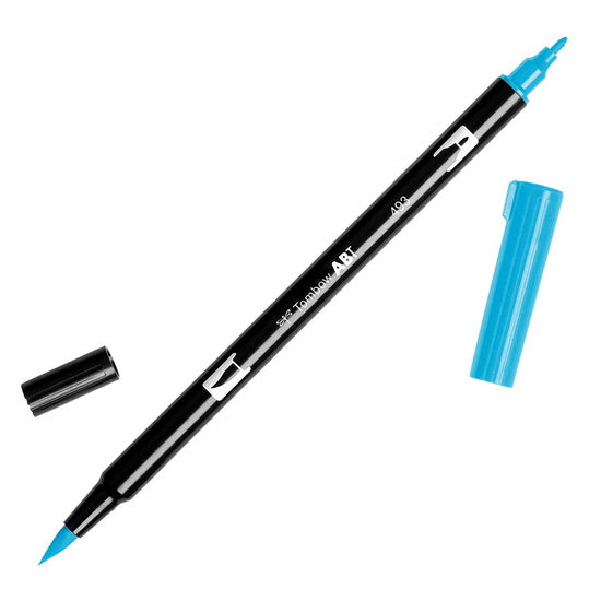 Feutre-pinceau double pointe bleu fluo