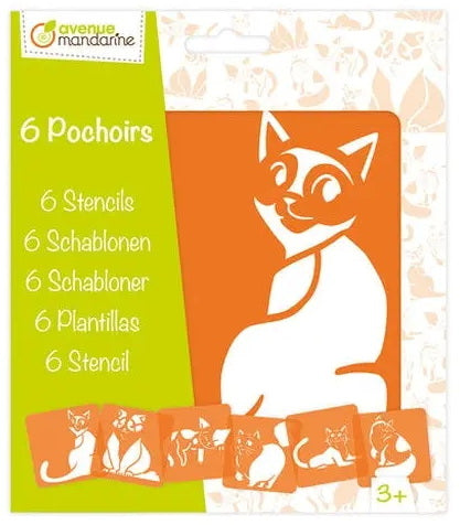 Set of 6 stencils cats