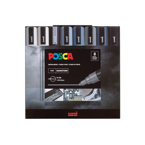 Set of 8 Posca Marker Pc-5M Mono Tones