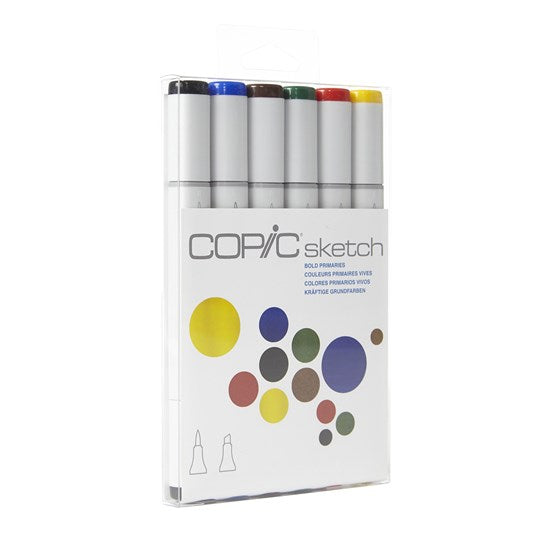 Set of 6 Copic Sketch Markers Bold Primary