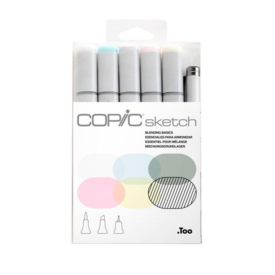 Ens. 6 marqueurs copic sketch essentiels pour mélanges