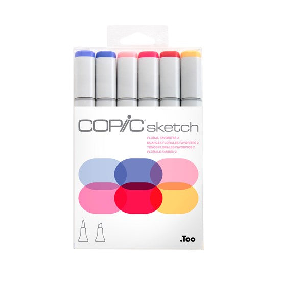 Set of 6 Copic Sketch Markers Floral V2