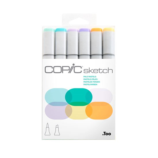 Ens. 6 marqueurs copic sketch pastels pâles