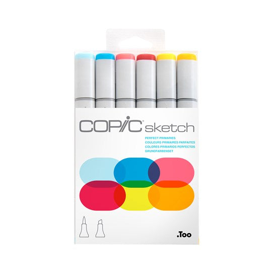 Set of 6 Copic Sketch Markers Primary Colours