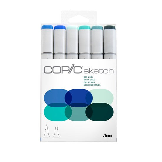 Ens. 6 marqueurs copic sketch ciel et mer
