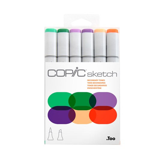 Ens. 6 marqueurs copic sketch tons secondaires