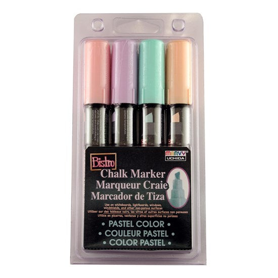 Ens. 4 marqueurs craie - bistro - biseau - pastel