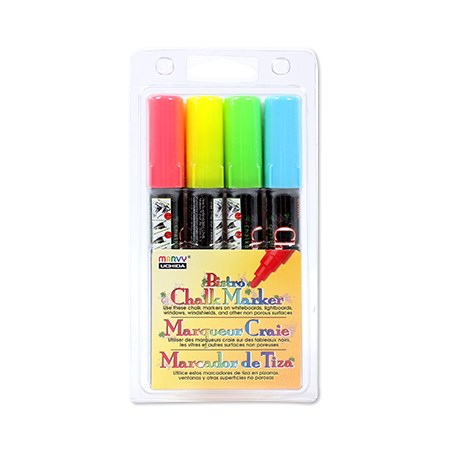 Ens. 4 marqueurs craie - bistro - moyen - fluo a