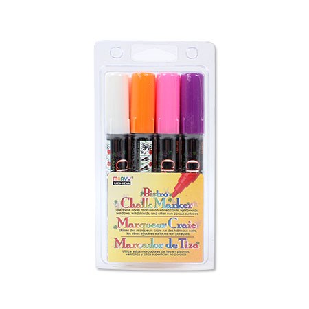 Ens. 4 marqueurs craie - bistro - moyen - fluo b