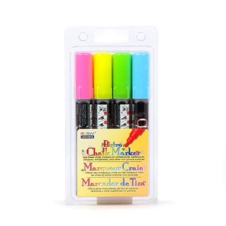 Ens. 4 marqueurs craie - bistro - moyen - fluo h
