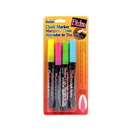 Ens. 4 marqueurs craie - bistro - fin - fluo a