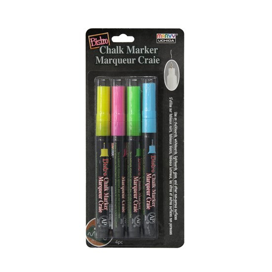 Ens. 4 marqueurs craie - bistro - extra fin - fluo a