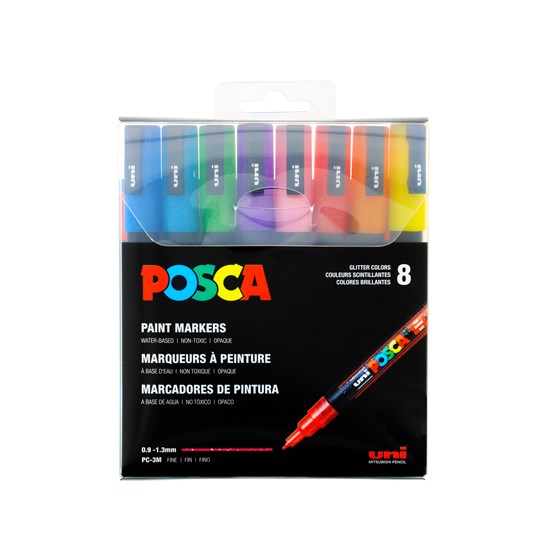 Ens. 8 marqueurs posca pc-3ml paillettés