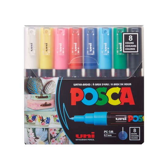 Ens. 8 marqueurs posca pc-1m classiques