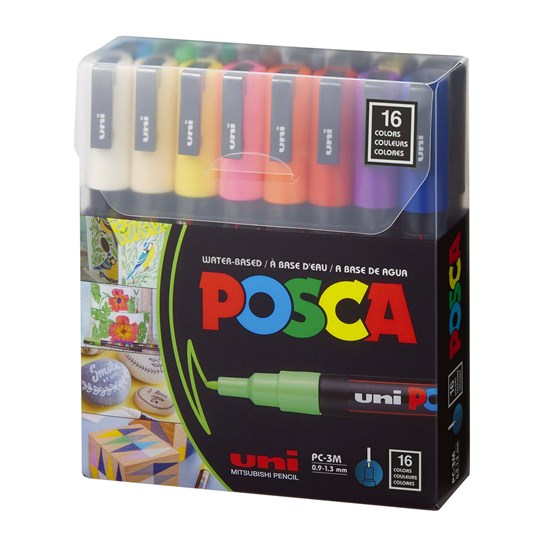 Ens. 16 marqueurs posca pc-3m classiques