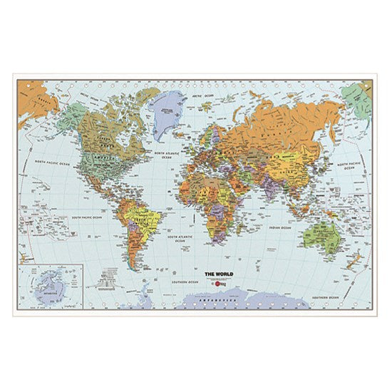 Adhésif murale - carte du monde effaçable à sec