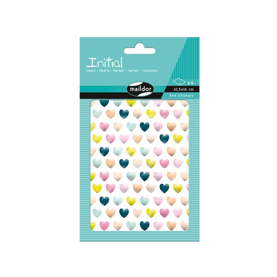 Autocollants Initial : Mini cœurs pastels métalliques