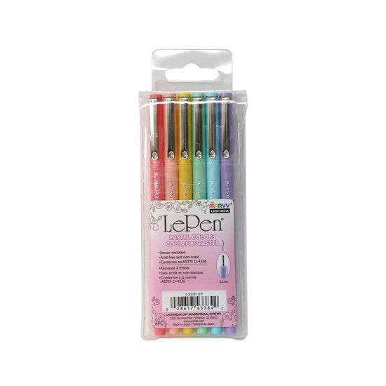 6 Feutres fins - lepen - 0.3mm - couleurs pastels