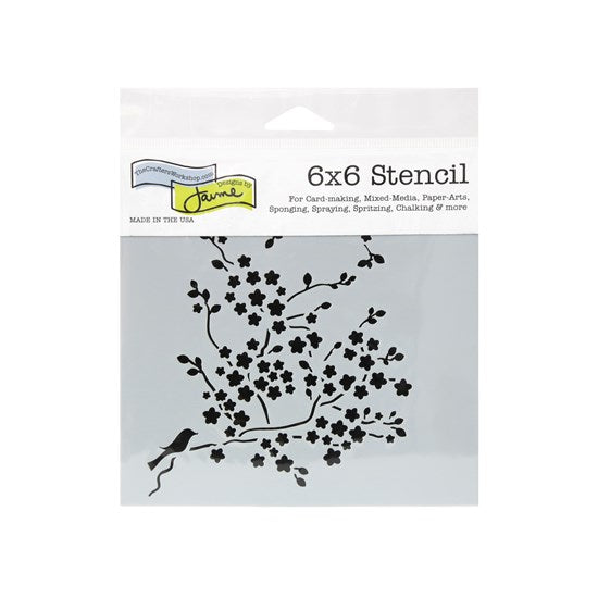 Pochoir   fleurs cerisier- 6x6po