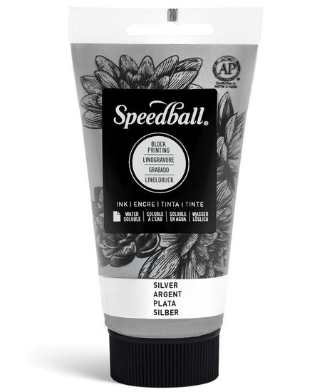 Linocut ink - silver - 8oz