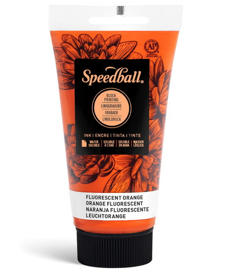Encre linogravure - orange fluo - 8oz