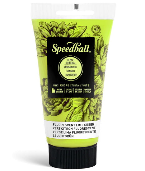 Encre linogravure - vert fluo - 8oz