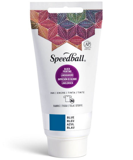 Linocut fabric ink - blue - 8oz