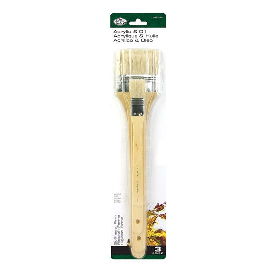 Set of 3 Hog Bristle Brushes Flat