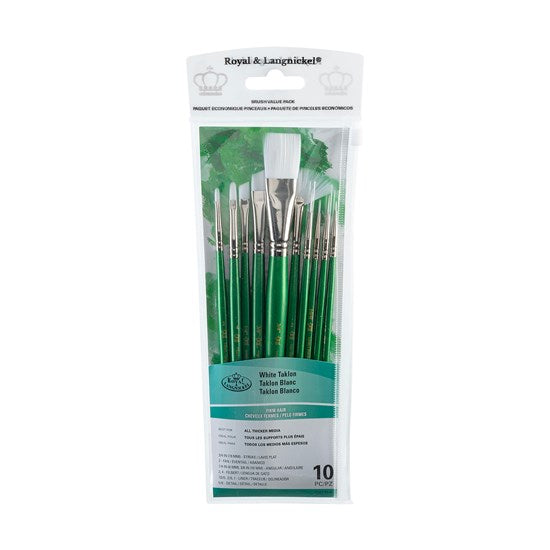 Set of 10 White Taklin Brushes Assorted