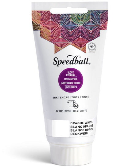Linocut fabric ink - opaque white - 8oz