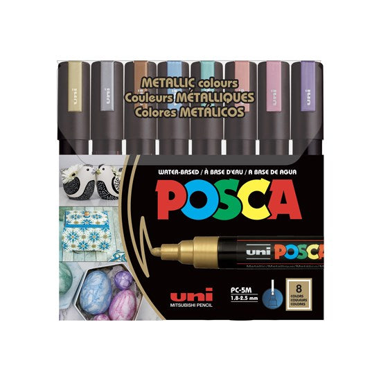 Ens. 8 marqueurs posca pc-5m métalliques