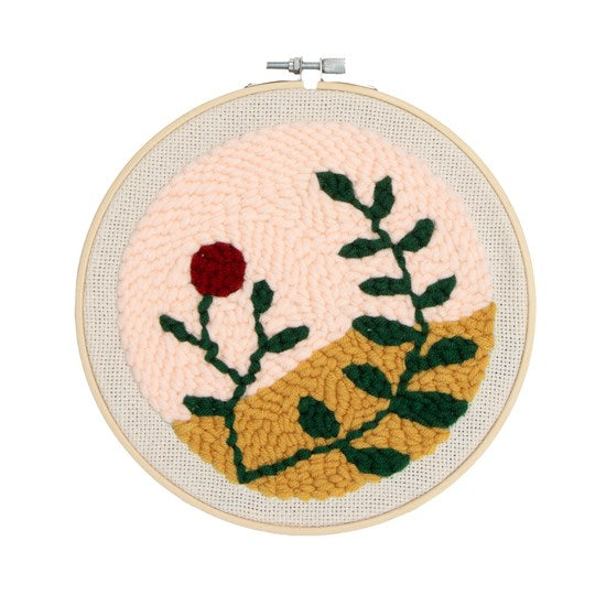 Ens. broderie au poinçon branche fleurie
