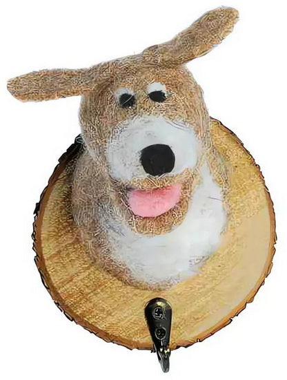 Crochet en bois - tête de chien, 14 cm