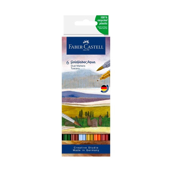 Set of 6 goldfaber aqua double-ended tuscany markers