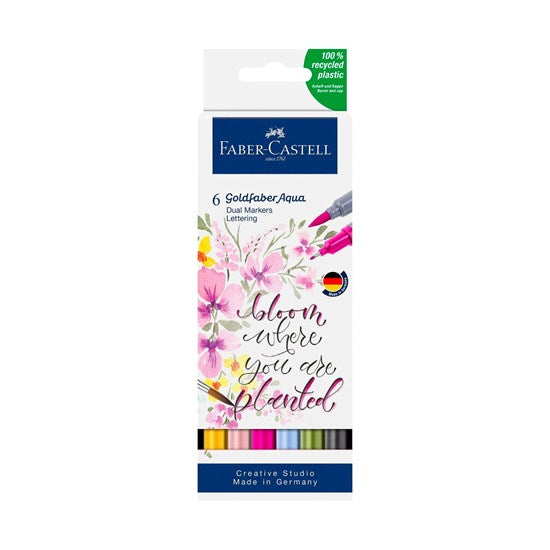 Set of 6 goldfaber aqua double-ended lettering markers