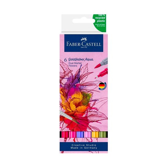 Set of 6 goldfaber aqua double-ended flower markers